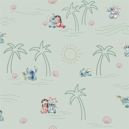 Papier peint intissé LILO&STITCH coloris bleu aqua