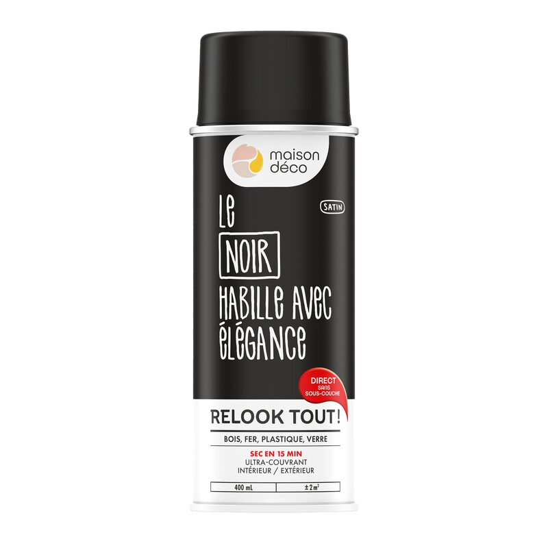 Maison déco Peinture  Acrylique noir Satiné 400 ML