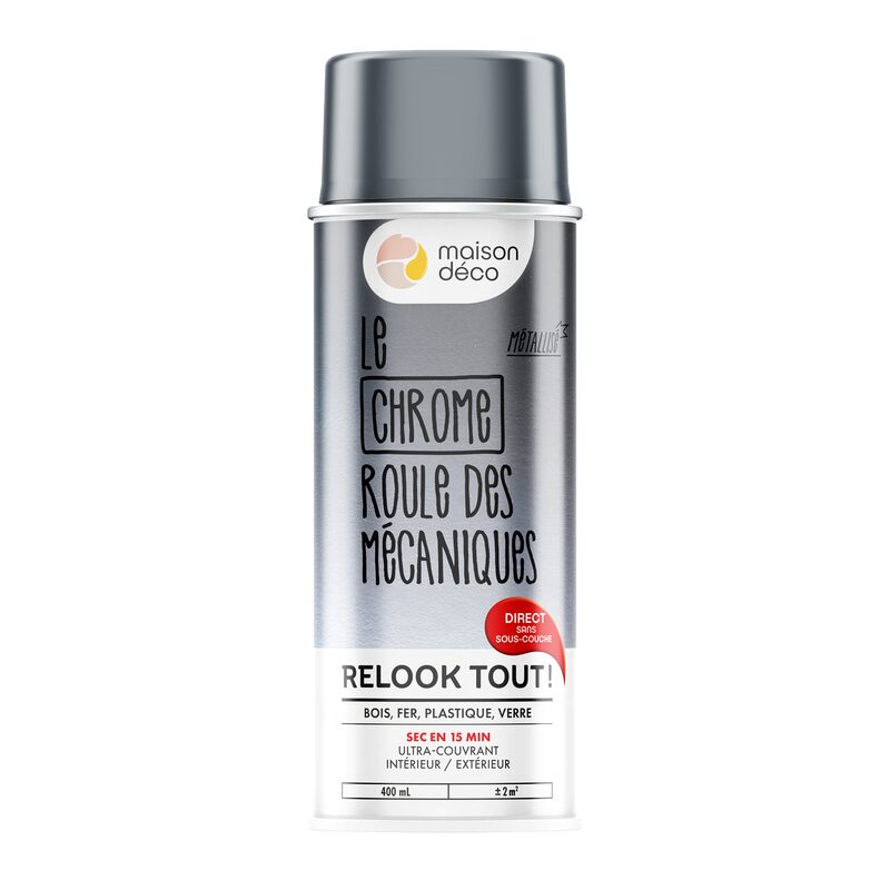 Maison déco Peinture  Acrylique chrome Brillant 400 ML