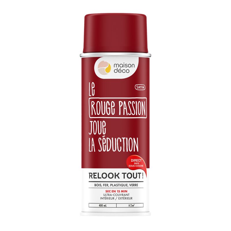 Maison déco Peinture  Acrylique rouge passion Satiné 400 ML