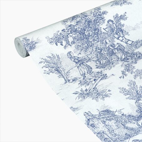4MURS Papier peint intissé JOUY coloris bleu indigo