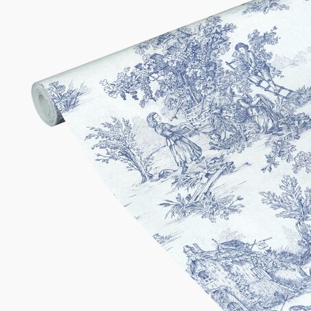 4MURS Papier peint intissé JOUY coloris bleu indigo