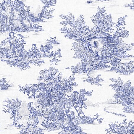 4MURS Papier peint intissé JOUY coloris bleu indigo