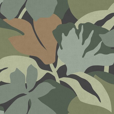 4MURS Papier peint intissé ROZENN vert clair et vert olive