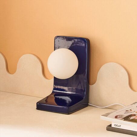 Lampe à poser WALTER coloris bleu nuit 23 x 13 cm