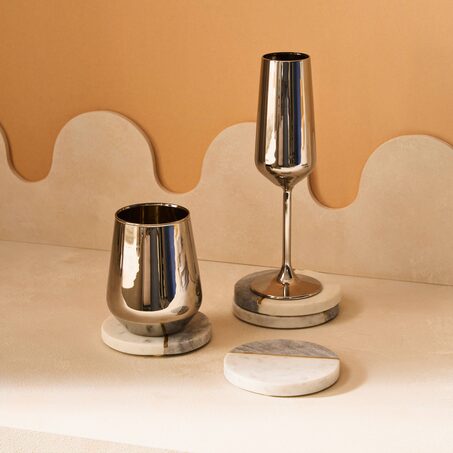 Sous-verre IDA coloris marbre blanc / gris
