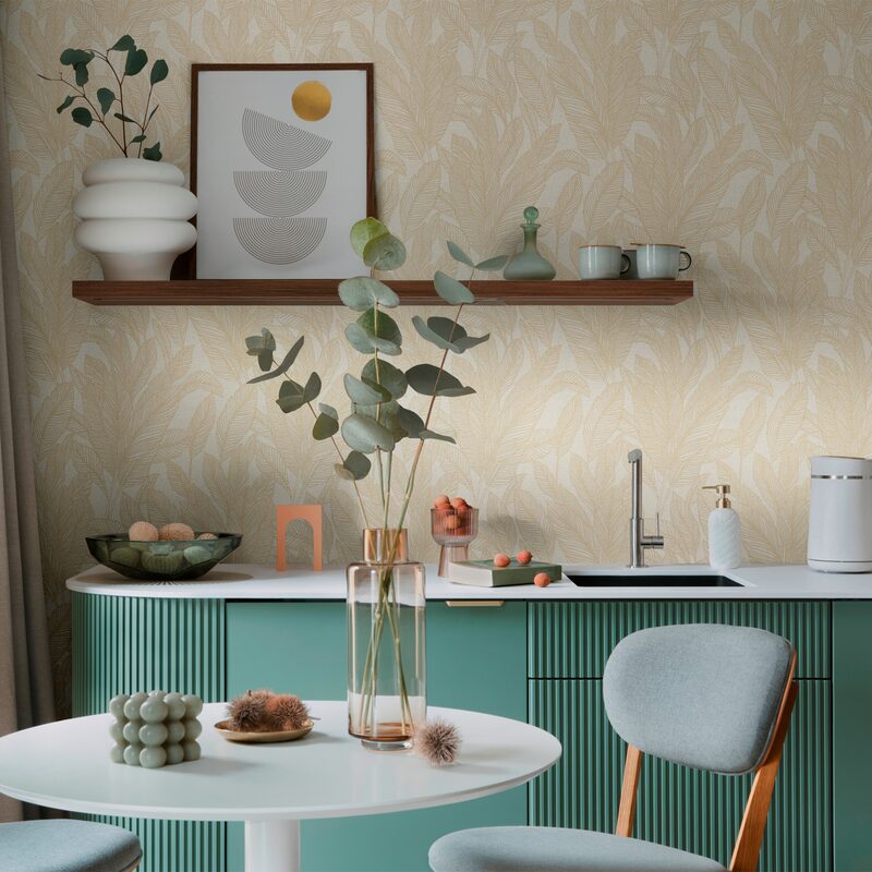Papier peint intissé GOLDEN FERN coloris beige clair