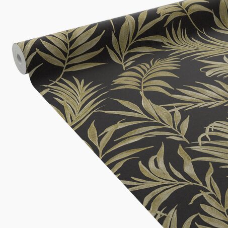 CosmoLiving Papier peint intissé MIDNIGHT BOTANICA noir et doré