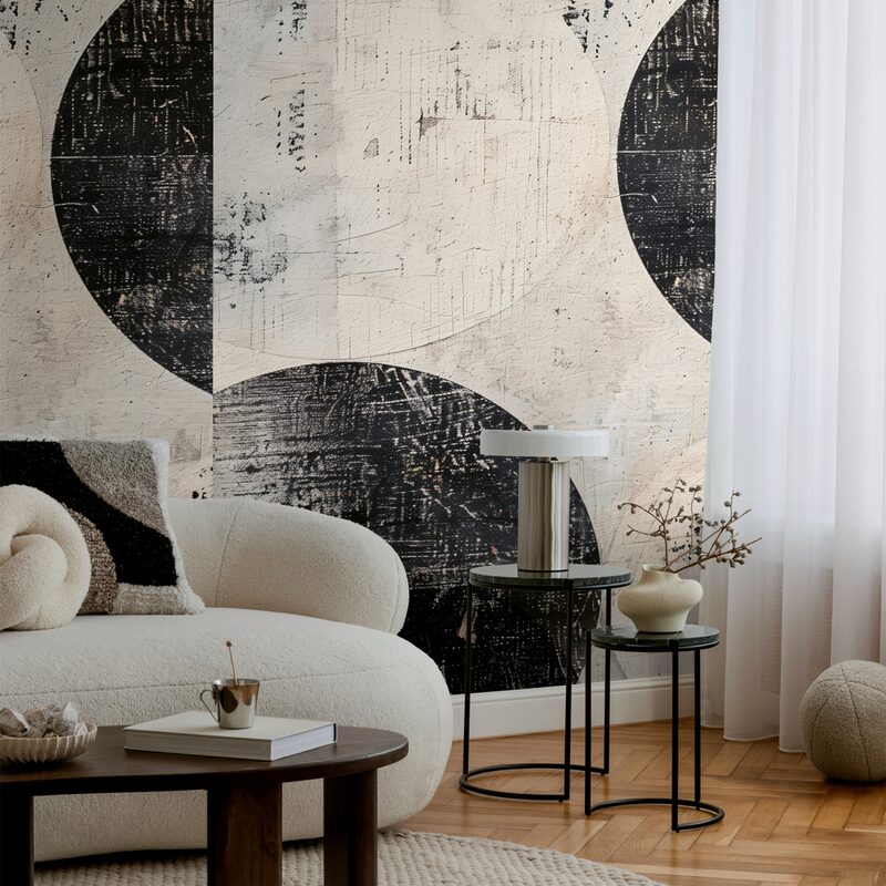 Papier peint panoramique L CIRCLES BLACK 159 x 280 cm
