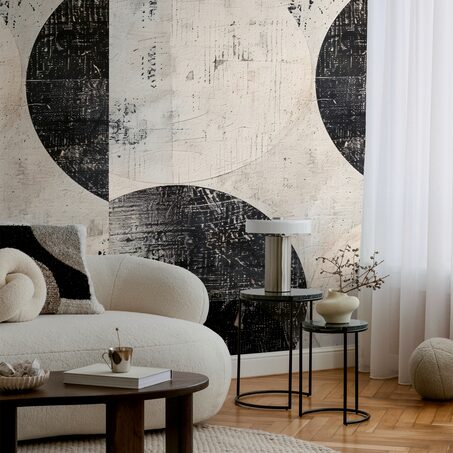 Papier peint panoramique L CIRCLES BLACK 159 x 280 cm