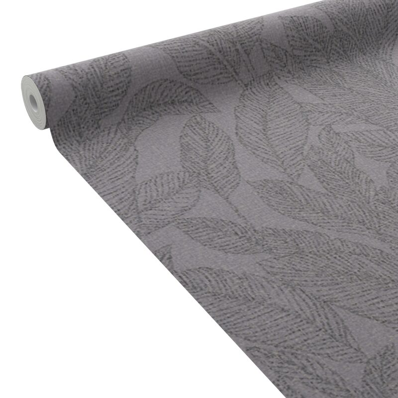 Papier peint intissé GOLDEN FERN coloris gris acier