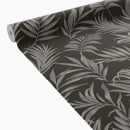 CosmoLiving Papier peint intissé MIDNIGHT BOTANICA noir et argenté