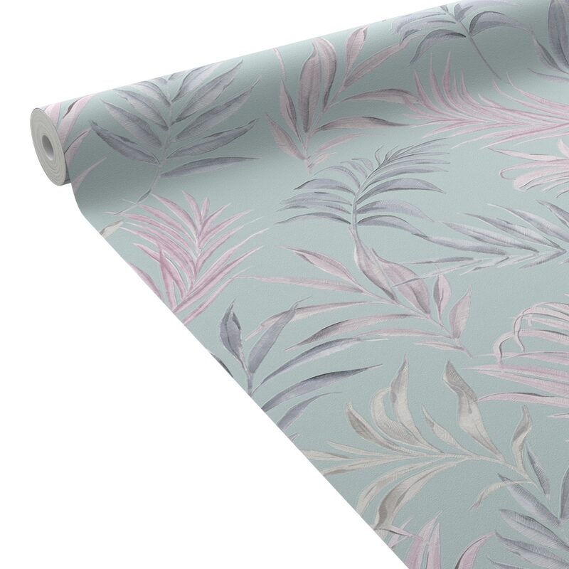Papier peint intissé MIDNIGHT BOTANICA coloris bleu azurin et mauve clair