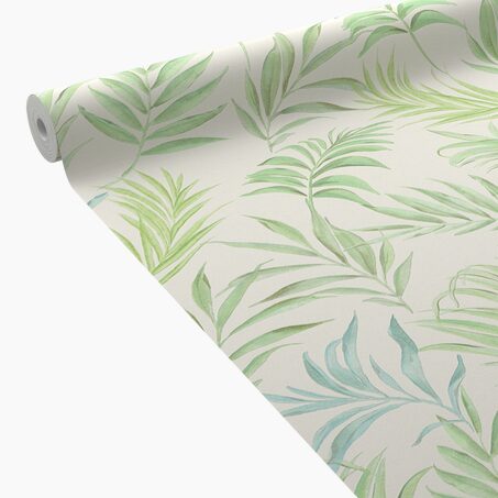 CosmoLiving Papier peint intissé MIDNIGHT BOTANICA blanc et vert pistache