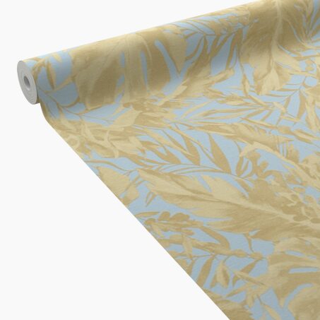 CosmoLiving Papier peint intissé EARTHLINES bleu azurin et doré