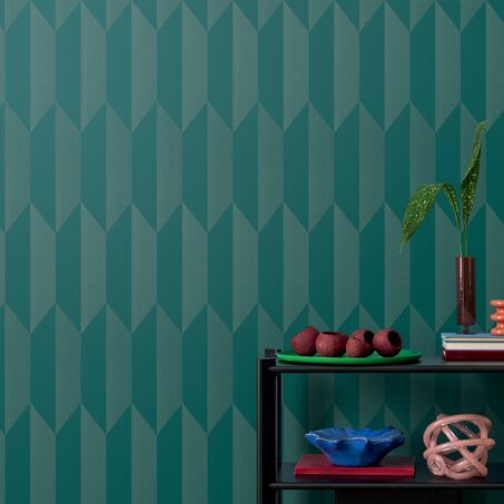 Papier peint intissé GRAPHIC GROOVE coloris bleu paon
