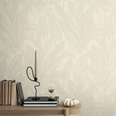 Papier peint intissé GOLDEN FERN coloris blanc chaud