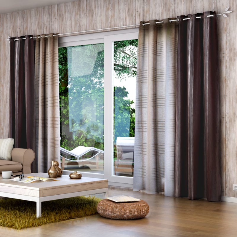 Moderne Voile Filet Rideaux Prêts gris vert marron Living salle à manger chambre à coucher