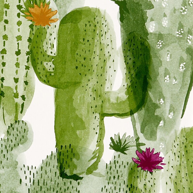 Papier peint intissé fleurs et cactus : tapisserie tendance