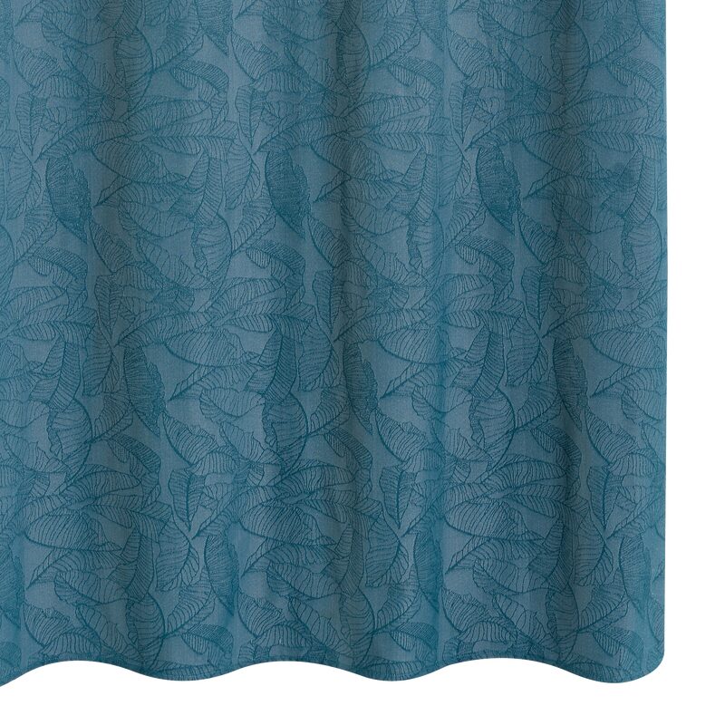 Rideau tissu jacquard blanc motif végétal bleu 140 x 260 cm