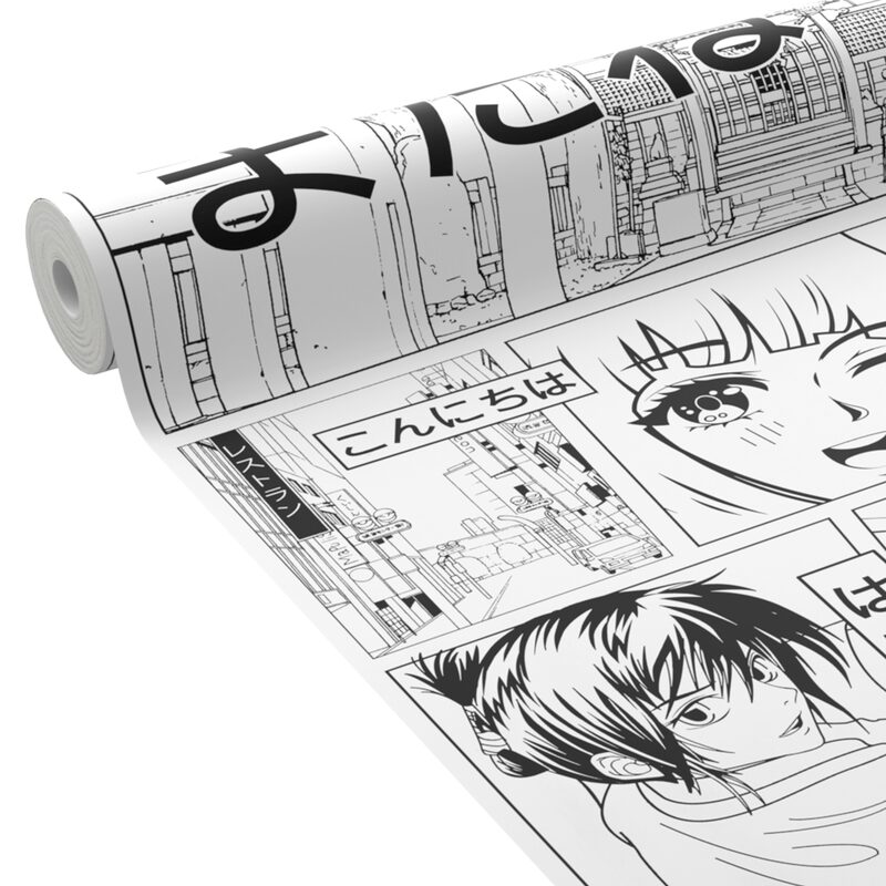 Papier peint panoramique Manga noir et blanc - La boutique PVP
