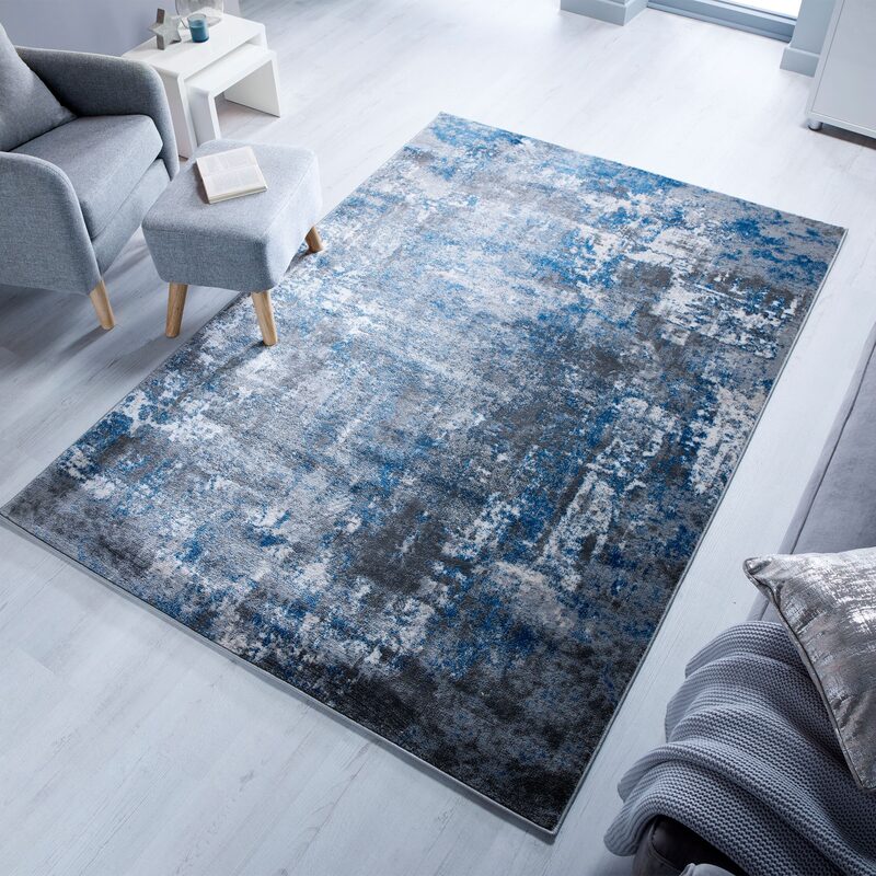 Impression art - tapis extra-doux effet peinture bleu foncé 120x170 -  Conforama